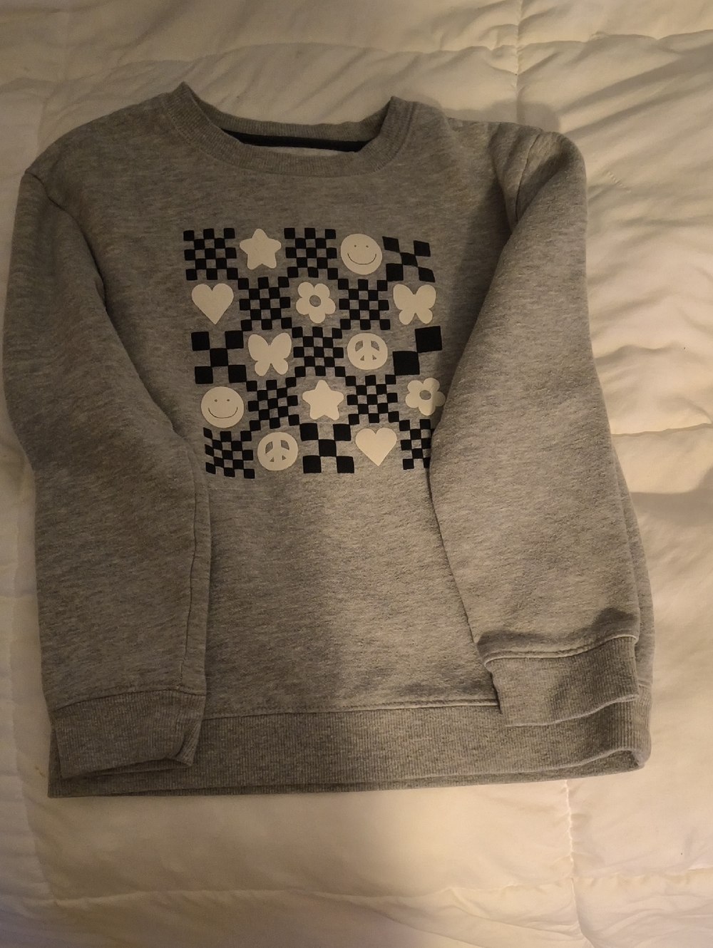 Cat & Jack Grey Graphic Checkerboard Pullover Sweatshirt